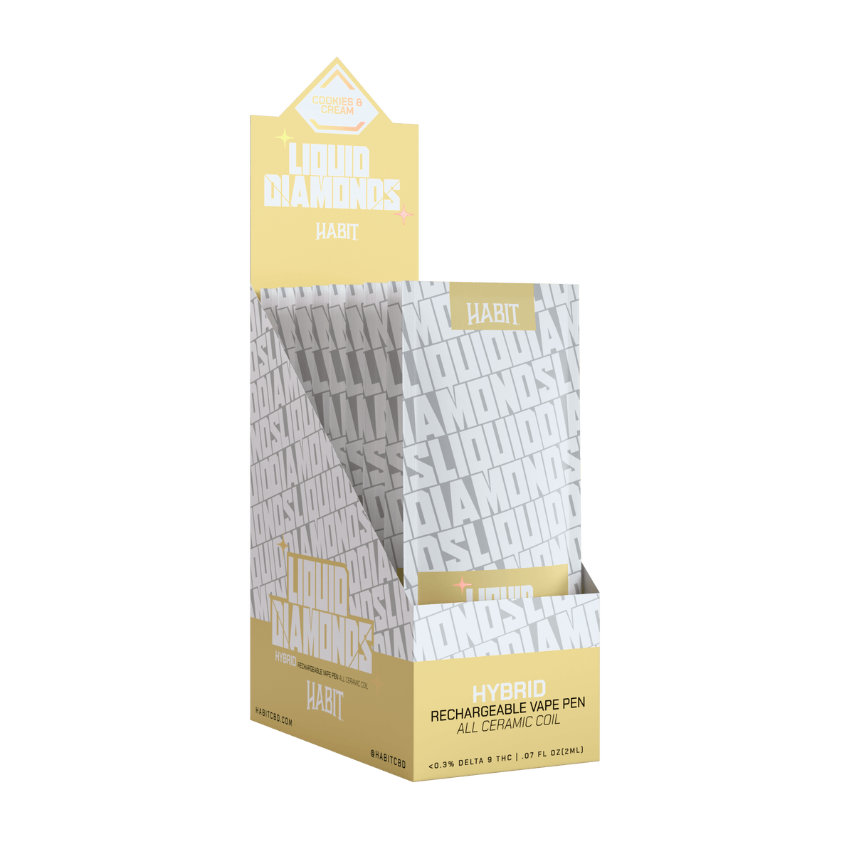 THCP Liquid Diamonds - Cookies & Cream 2g Rechargeable Vape (Hybrid) - 10 Pack - Mystic Journey Path