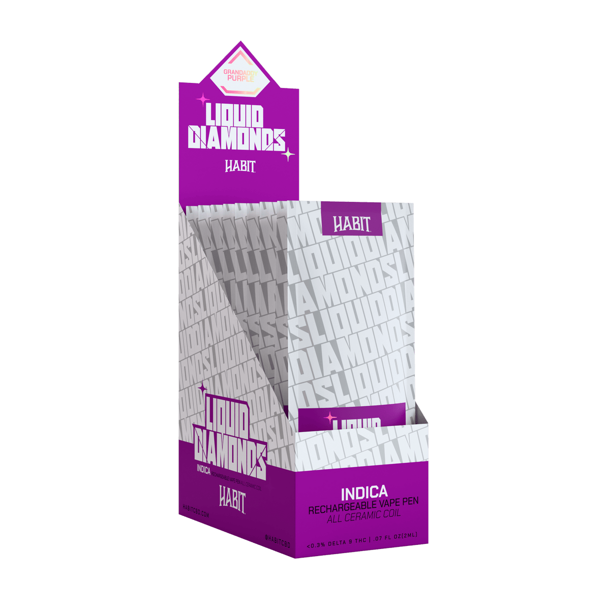 THCP Liquid Diamonds - Granddaddy Purps 2g Rechargeable Vape (Indica) - 10 Pack - Mystic Journey Path