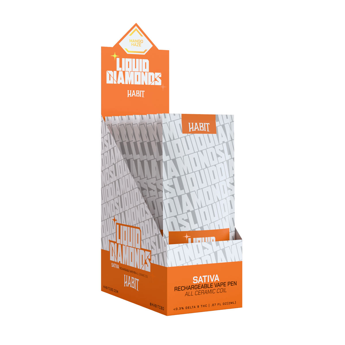 THCP Liquid Diamonds - Mango Haze 2g Rechargeable Vape (Sativa) - 10 Pack - Mystic Journey Path