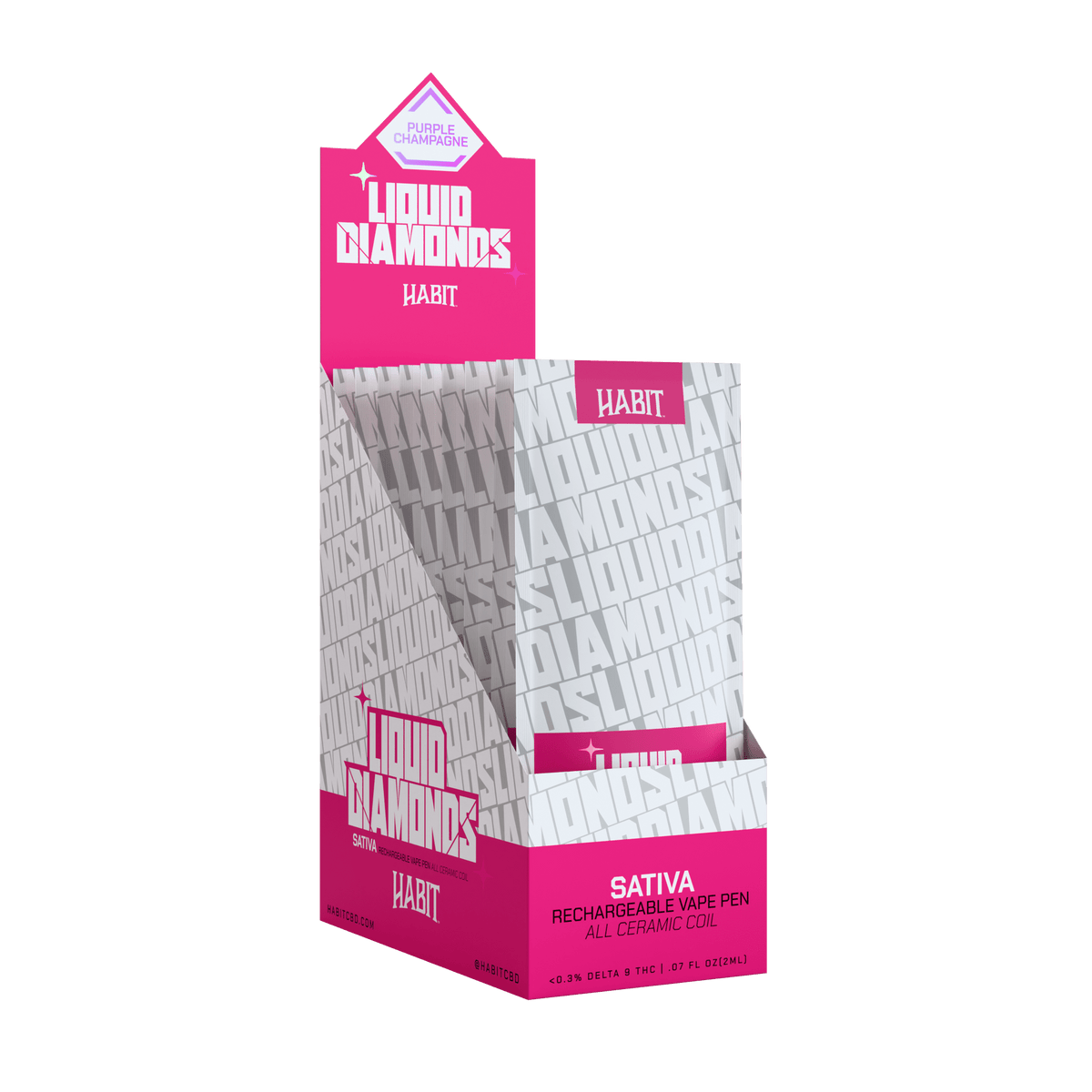 THCP Liquid Diamonds - Purple Champagne 2g Rechargeable Vape (Sativa) - 10 Pack - Mystic Journey Path