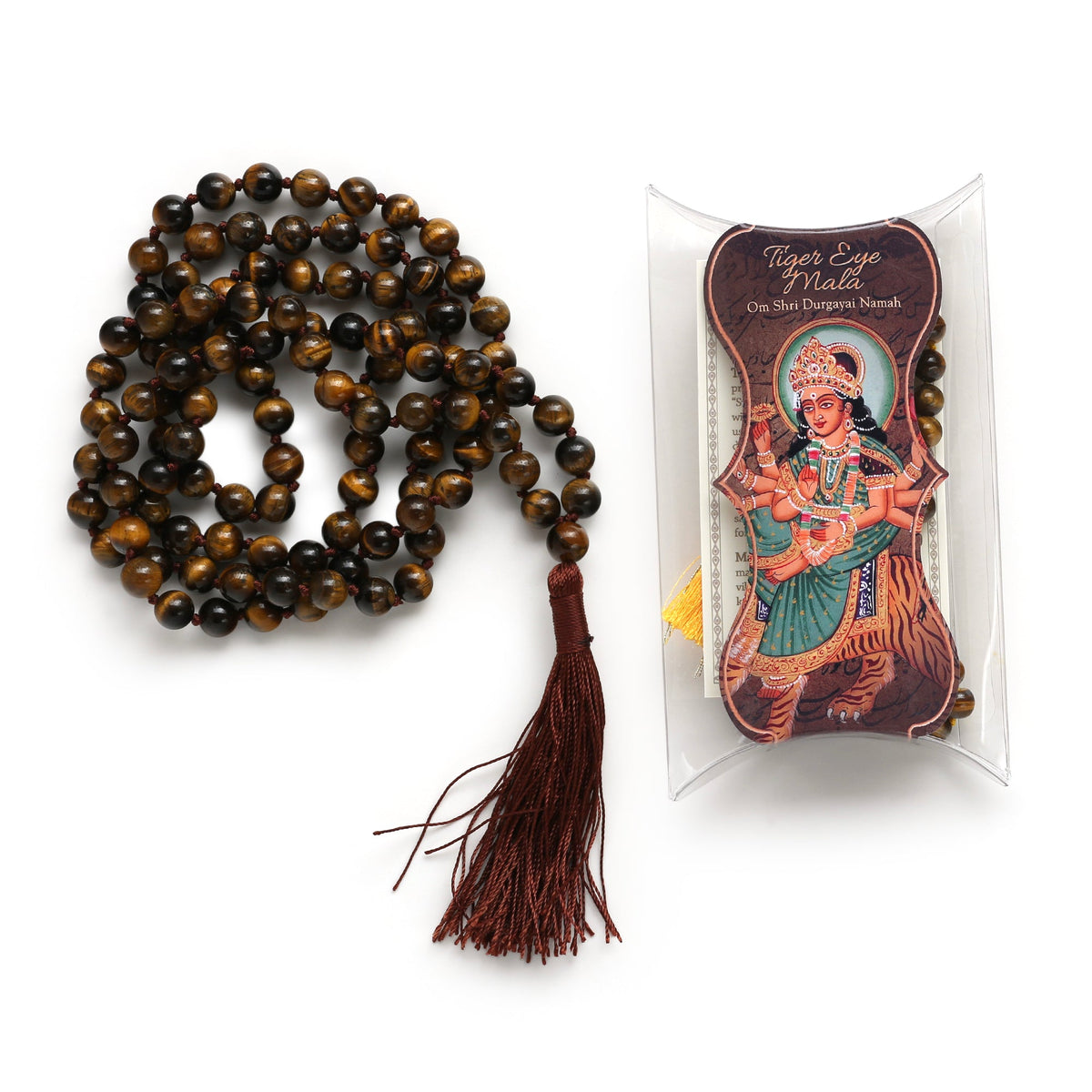 Prabhuji Prayer Mala Beads - Tiger Eye - 108 Prayer Beads  - Mystic Journey Path