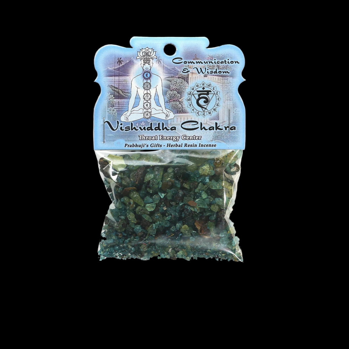 Prabhuji Resin Incense Throat Chakra Vishuddha - Communication and Responsibility - 1.2oz bag  - Mystic Journey Path
