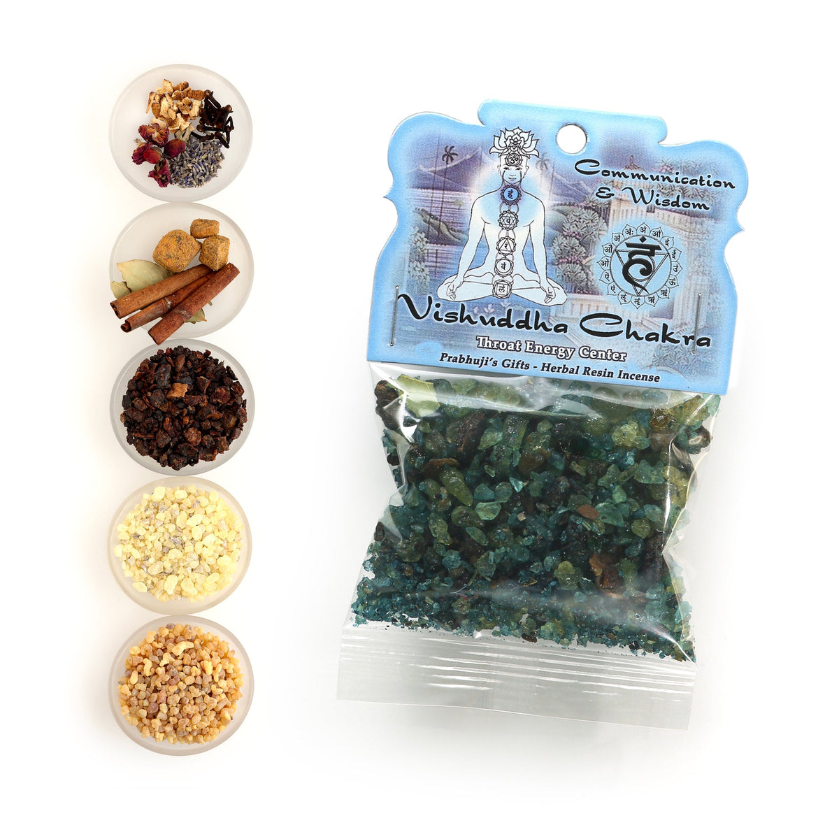 Prabhuji Resin Incense Throat Chakra Vishuddha - Communication and Responsibility - 1.2oz bag  - Mystic Journey Path