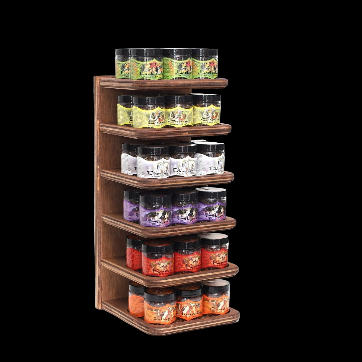 Wholesale Opening Bundle - Herbal Resin Incense - Display Rack with 6 - Fragrance Intention Line 2.4 oz (68g) Jars - 36 Packs - Mystic Journey Path