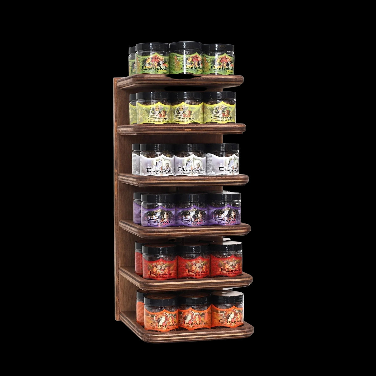 Wholesale Opening Bundle - Herbal Resin Incense - Display Rack with 6 - Fragrance Intention Line 2.4 oz (68g) Jars - 36 Packs - Mystic Journey Path