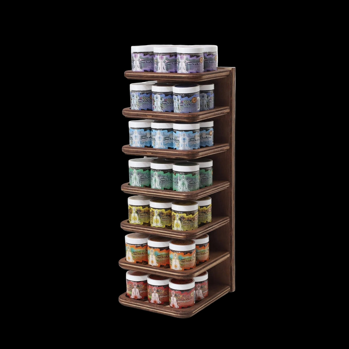 Wholesale Opening Bundle - Herbal Resin Incense - Display Rack with 7 - Chakra Line 2.4 oz (68g) Jars - 42 Packs - Mystic Journey Path