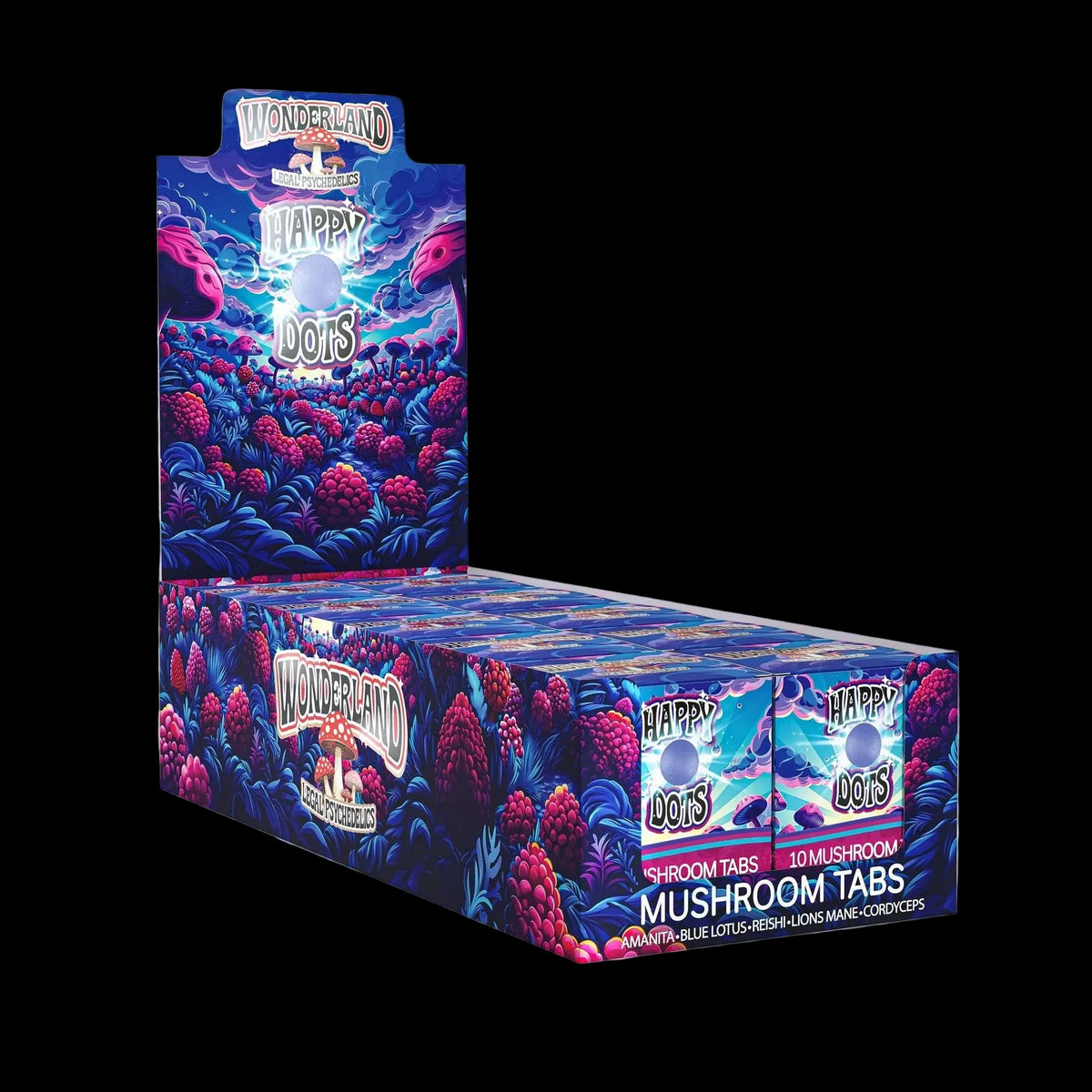 Wonderland Happy Dots Mushroom Tabs 10 count (Case of 10) - Mystic Journey Path
