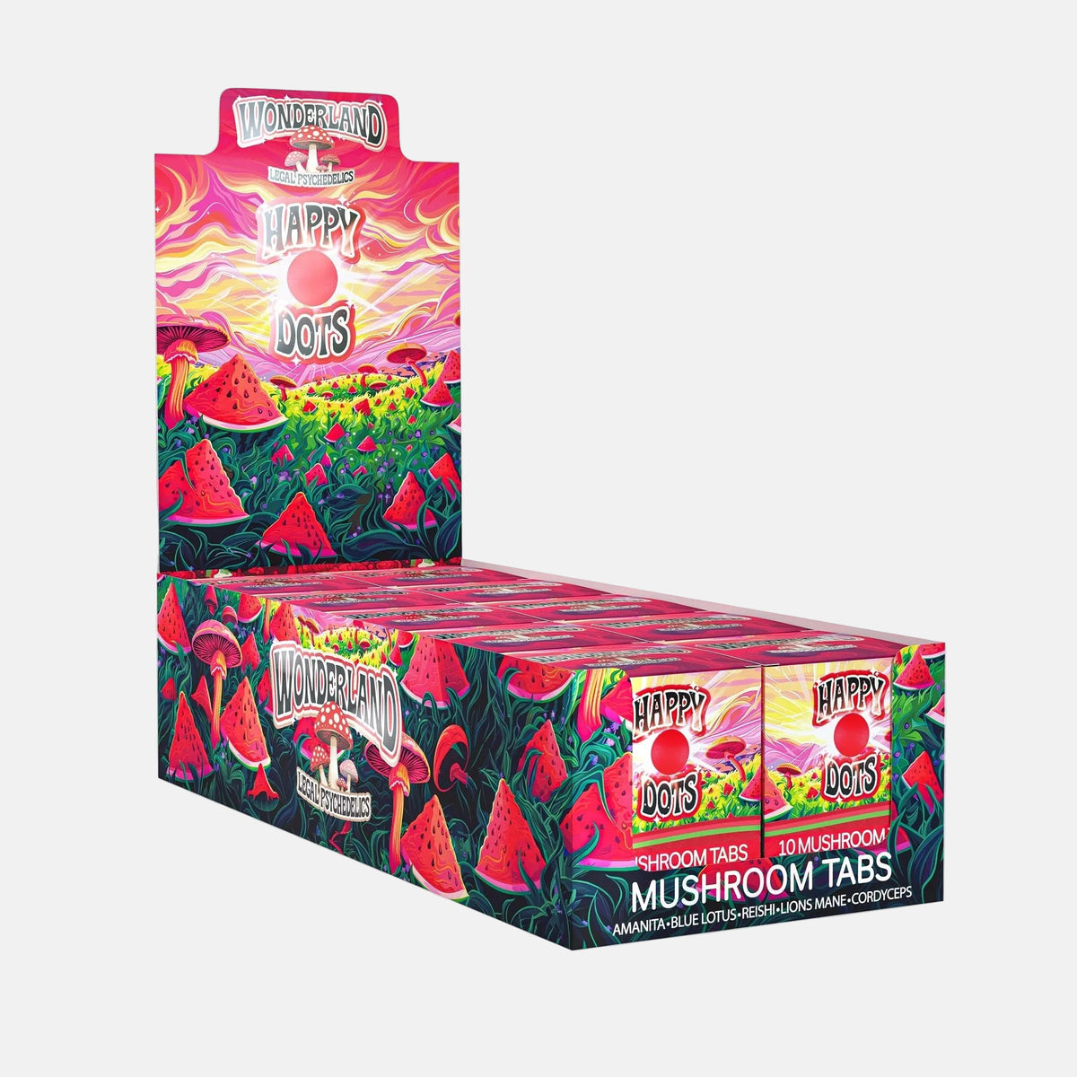 Wonderland Happy Dots Mushroom Tabs 10 count (Case of 10) - Mystic Journey Path