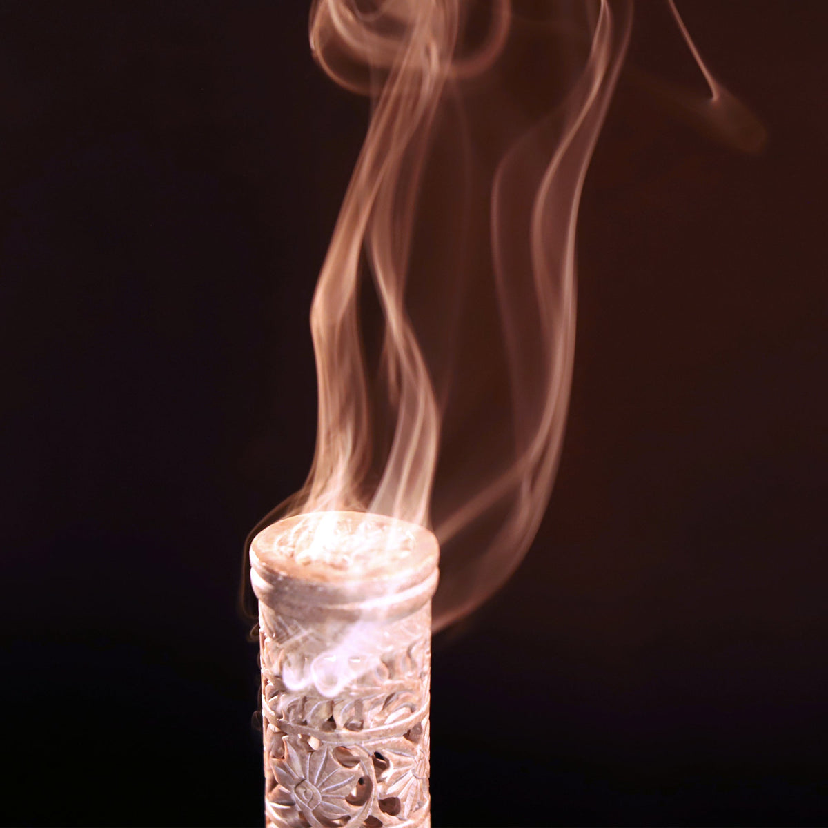 Incense Burner - Soapstone Tower Flowers Jali  - Mystic Journey Path