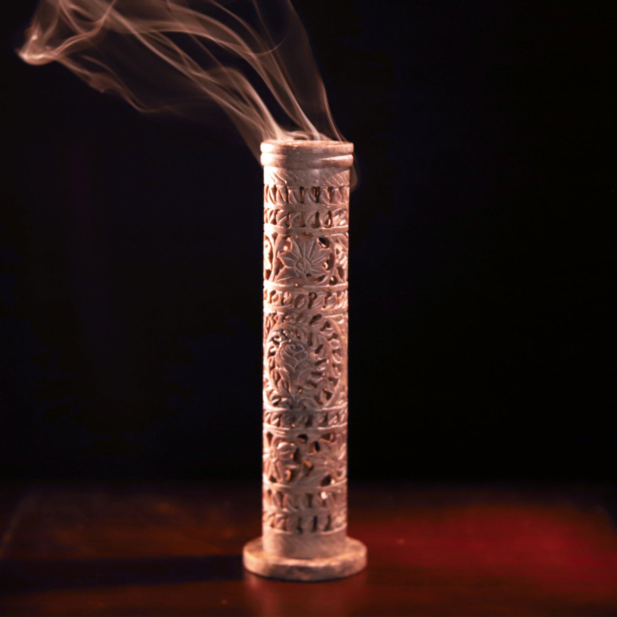 Incense Burner - Soapstone Tower Flowers Jali  - Mystic Journey Path