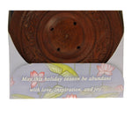 Incense Gift Set - Wood Round Burner + 3 Meditation Incense Sticks Packs & Holiday Greeting   - Mystic Journey Path