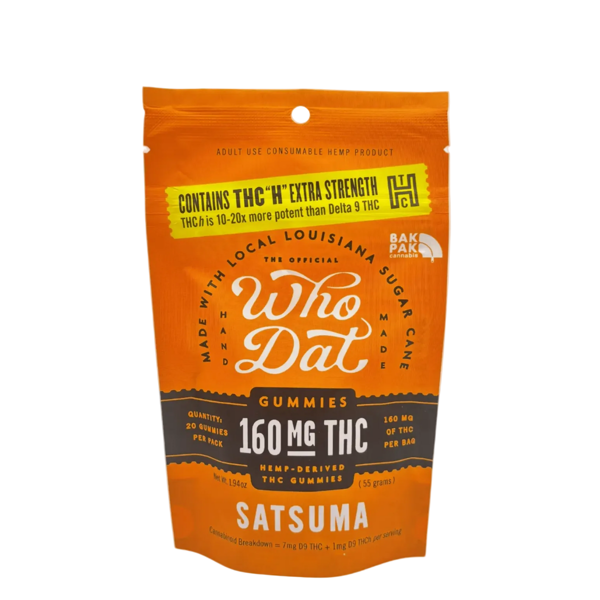 Who Dat 160mg THCH+D9 20ct Satsuma (box of 10) - Mystic Journey Path